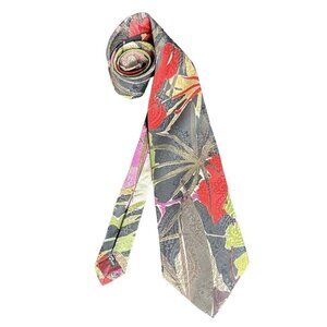 Vintage Eurosilk By Don Loper Tie Black Island Style Floral Beverly Hills  USA